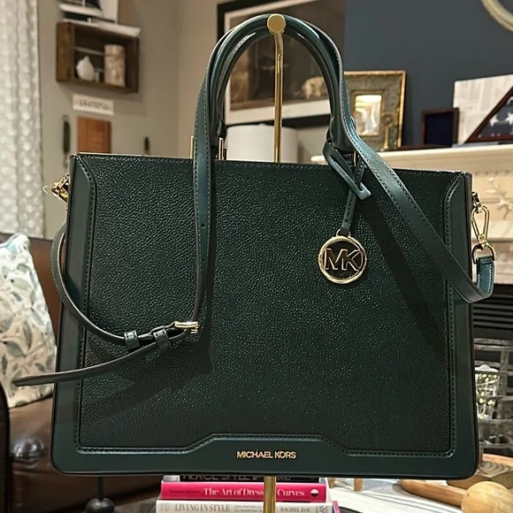 MICHAEL Michael Kors Jessie Large Tote Satchel in Racing Green, BNWT - Picture 2 of 16